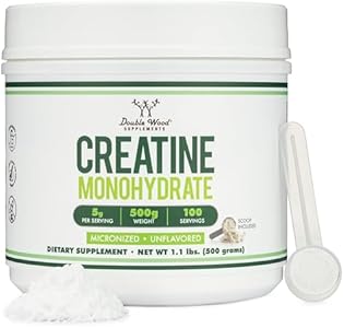 Creatine Monohydrate Powder 1.1lbs (100 Servings of 5 Grams Each - Third Party Tested Micronized Creatine Powder) (with Scoop)(Creatina Monohidratada) by Double Wood Double Wood Supplements