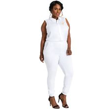 Poetic Justice Plus Size Curvy Women's Sleeveless Stretch Collared Jumpsuit Poetic Justice