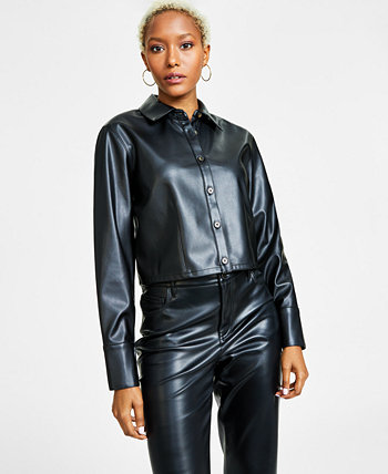 Женская укороченная куртка из искусственной кожи, созданная для Macy's Bar III