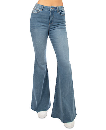 Juniors' Real-Curve Extreme-Flare Cut-Hem Denim Jeans Rewash