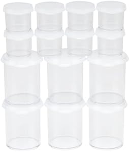 Creative Mark Assorted Pack of 14 Storage Cups - 8 Small 10 ml & 6 Large 45 ml Durable Clear Plastic Paint Containers with Lids for Artists, Students, Professionals Creative Mark