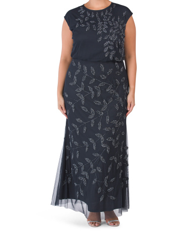 Платье с круглым вырезом и украшением из бисера JS Collections