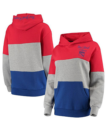 Women's Gray, Blue New York Rangers Gridiron Pullover Hoodie G-III 4Her by Carl Banks