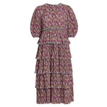 Ярусное плиссированное платье с цветочным принтом English Factory
