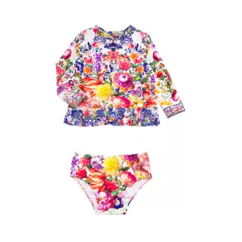 Комплект для плавания-рашгард с цветочным принтом для маленьких девочек, состоящий из двух предметов Camilla