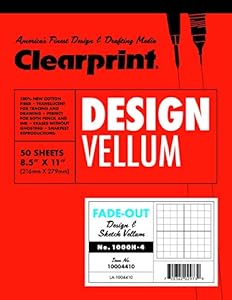 Clearprint 8-1/2" x 11" 1000H Design Vellum Pad with Printed Fade-Out 4x4 Grid, 16 lb., 100% Cotton, 50 Sheets, 1 Each Clearprint