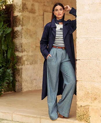 Женские широкие брюки из шамбре со складками, обычные и миниатюрные Ralph Lauren