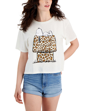 Укороченная футболка Juniors’ Love Tribe Leopard Snoopy Peanuts