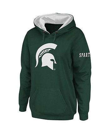 Женский зеленый пуловер с капюшоном с большим логотипом Michigan State Spartans Stadium Athletic