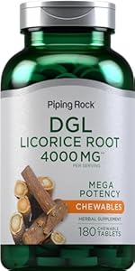 Piping Rock DGL Licorice Chewable Tablets (Жевательные таблетки) 4000mg | 180 Count | Mega Potency Deglycyrrhizinated | Herbal Extract Supplement | Vegetarian, Non-GMO Piping Rock