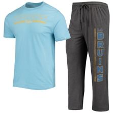 Мужская футболка Concepts Sport, темно-серая/голубая, футболка и брюки для сна UCLA Bruins Meter Unbranded