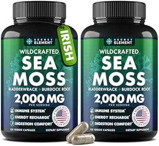 Sea Moss Capsules (Капсулы) - Irish Sea Moss Advanced with Burdock Root, Bladderwrack & Muira Puama for Immunity, Gut, & Energy - Superfood Sea Moss Supplements w/Raw Sea Moss Powder (Порошок) - 120 Irish Seamoss Pills Secret Element