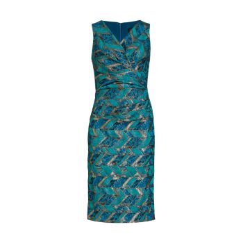 Платье длиной до колен с абстрактным принтом и сборками Teri Jon by Rickie Freeman