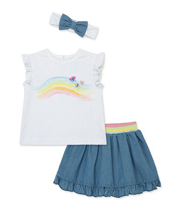 Baby Girls Rainbow Fashion Skort Set with Headband Little Me