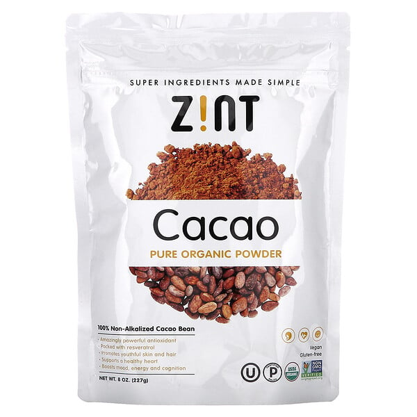 Чистый органический порошок, какао, 8 унций (227 г) Zint