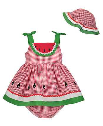 Baby Girls Waterrmelon Seersucker Sundress Hat Set Blueberi Boulevard