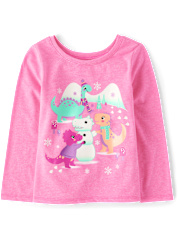 Baby And Toddler Girls Dino Snow Graphic Tee The Children`s Place