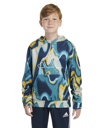 Пуловер с капюшоном с длинными рукавами и принтом «Тепловая карта» для больших мальчиков Adidas