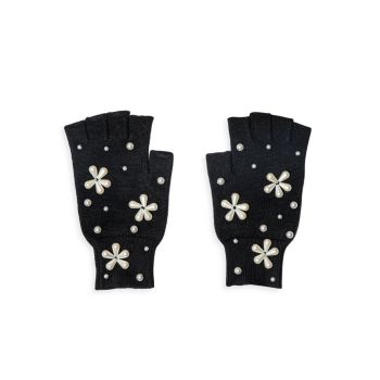 Pearl Snowflake Fingerless Knit Gloves Lele Sadoughi