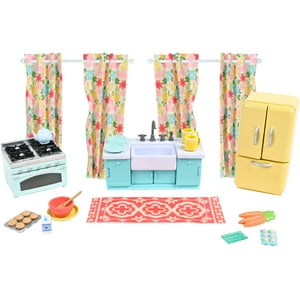 Honey Bee Acres Sweet Home Kitchen, 8" Dollhouse, 27 Piece Set, Children Ages 3+, No Assembly Honey Bee Acres