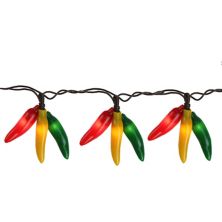 36ct Orange  Yellow and Green Chili Pepper Cluster String Lights - 7.5ft Brown Wire Christmas Central