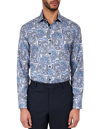 Мужская классическая рубашка-стрейч с узором пейсли стандартного кроя без железа Society of Threads