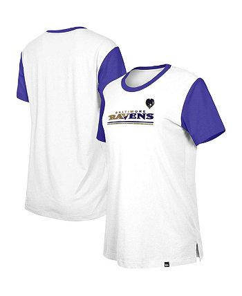 Женская бело-фиолетовая футболка с цветными блоками Baltimore Ravens Third Down New Era