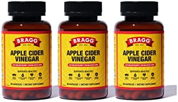 Bragg Apple Cider Vinegar Capsules (Капсулы) - Vitamin D3 & Zinc - 750mg of Acetic Acid – Immune & Weight Management Support - Non-GMO, Vegan, Gluten Free, No Sugar (1) Bragg