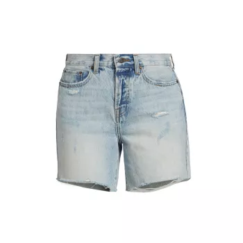 Devin High-Rise Distressed Cut-Off Jean Shorts Pistola