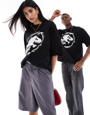 ASOS DESIGN unisex oversized licensed t-shirt in black with Jurassic World logo print ASOS DESIGN