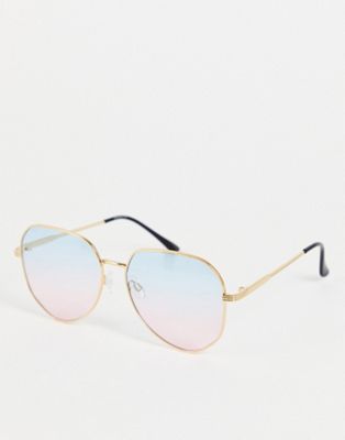 Сделано в. большие круглые солнцезащитные очки с сине-розовыми градиентными линзами Madein.