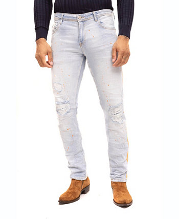 Мужские современные джинсы в полоску с брызгами RON TOMSON