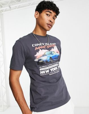 Coney Island Picnic import nights t-shirt in black with chest print CONEY ISLAND PICNIC