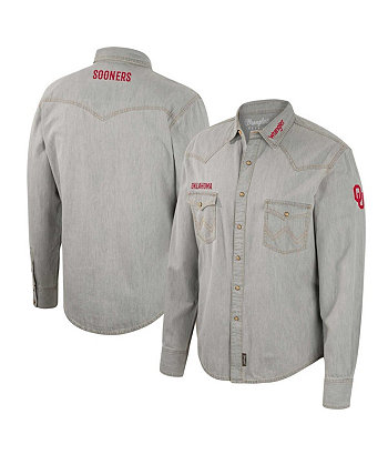 Мужская серая рубашка с длинными рукавами на кнопках в ковбойском стиле в стиле вестерн x Wrangler Oklahoma Earlys Colosseum