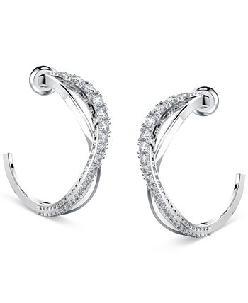 Серебряные открытые серьги-кольца с небольшими переплетенными кристаллами, 1 дюйм Swarovski