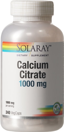 Цитрат кальция Solaray - 1000 мг - 240 растительных капсул Solaray