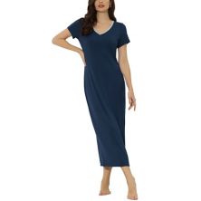 Womens Sleepwear Long Pajama Dress with Side Slit Nightshirt Lounge Nightgown ALLEGRA K