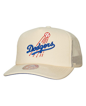 Men's Cream Los Angeles Dodgers Cooperstown Collection Evergreen Adjustable Trucker Hat Mitchell & Ness