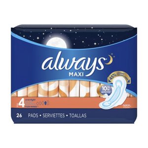 Always Maxi Size 4 Overnight Pads with Wings, Unscented, 26 Ea, 6 Pack, 6 Pack Always