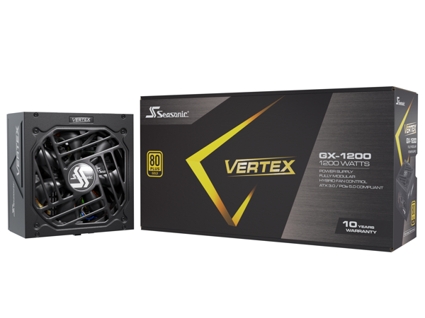 Seasonic VERTEX GX-1200, 1200 Вт, 80+ Gold, совместимость с ATX 3.0 / PCIe 5.0, полная модульность, управление вентилятором в безвентиляторном, бесшумном режиме и режиме охлаждения, гарантия 10 лет SeaSonic USA