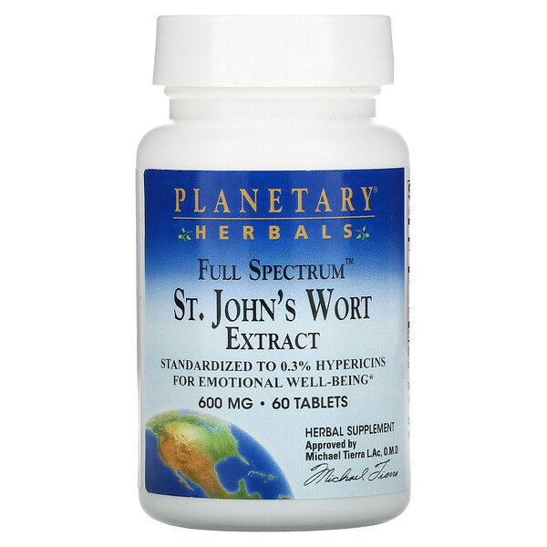 Экстракт Зверобоя - 600 мг - 60 таблеток - Planetary Herbals Planetary Herbals
