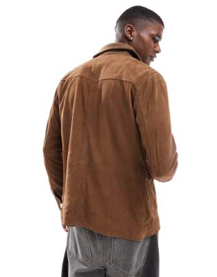 Scalpers icon skaf suede jacket in brown  Scalpers