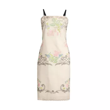 Льняное платье-комбинация с цветочной вышивкой Hope for Flowers
