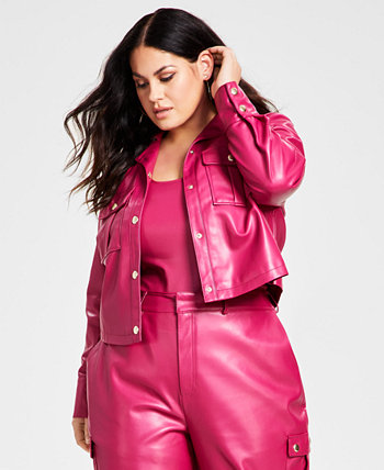 Кожаная куртка большого размера с нагрудным карманом, созданная для Macy's Nina Parker