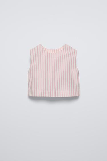 BOW TRIM STRIPED TOP ZARA