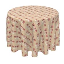 Round Tablecloth, 100% Polyester, 90&#34; Round, Steam Locomotives Fabric Textile Products