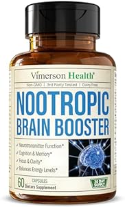 Nootropics Brain Support Supplement - Nootropic Brain Booster for Improved Focus, Concentration & Memory. Brain Nootropic for Brain Health, Mood & Energy Support. Non-GMO. Made in the USA. 60 Capsules (Капсулы) Vimerson Health