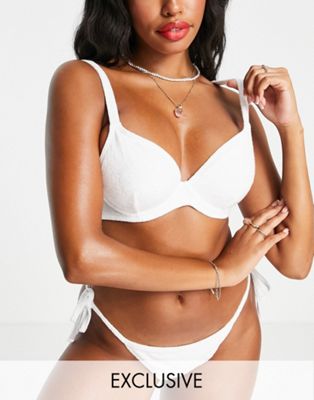 Peek & Beau Fuller Bust Exclusive underwire bikini top in white towelling Peek & Beau