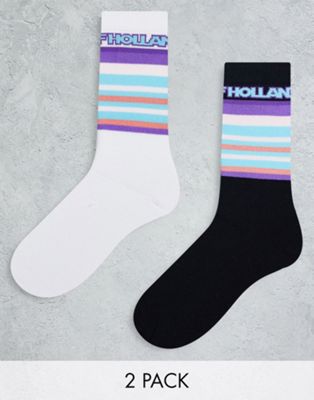 Две пары черных и белых полосатых носков House of Holland HOUSE OF HOLLAND