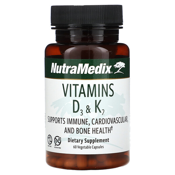 Витамин D3 и K2 - 60 растительных капсул - NutraMedix NutraMedix